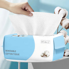 MISHCHI disposable face towel, large 7.9in square, ultra-soft and highly absorbent.