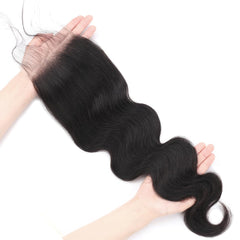 Misoun 5x5 Swiss lace part close-up showing natural parting option
