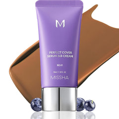 MISSHA M Perfect Cover Serum BB Cream No 41 tan pump bottle shows lightweight hydration