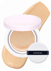 MISSHA Magic Cushion muestra cobertura ajustable para tono natural y equilibrado.