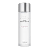 MISSHA Time Revolution First Essence RX bottle pour, highlighting hydration and texture refinement