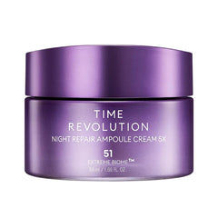 MISSHA Time Revolution Night Repair Ampoule Cream jar close-up showing rich overnight hydration