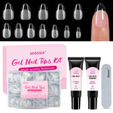 Misssix short almond nail tips kit for at-home gel manicures.