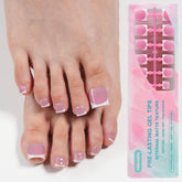 Misssix uñas frances para dedo-pie, diseño elegante de punta blanca.