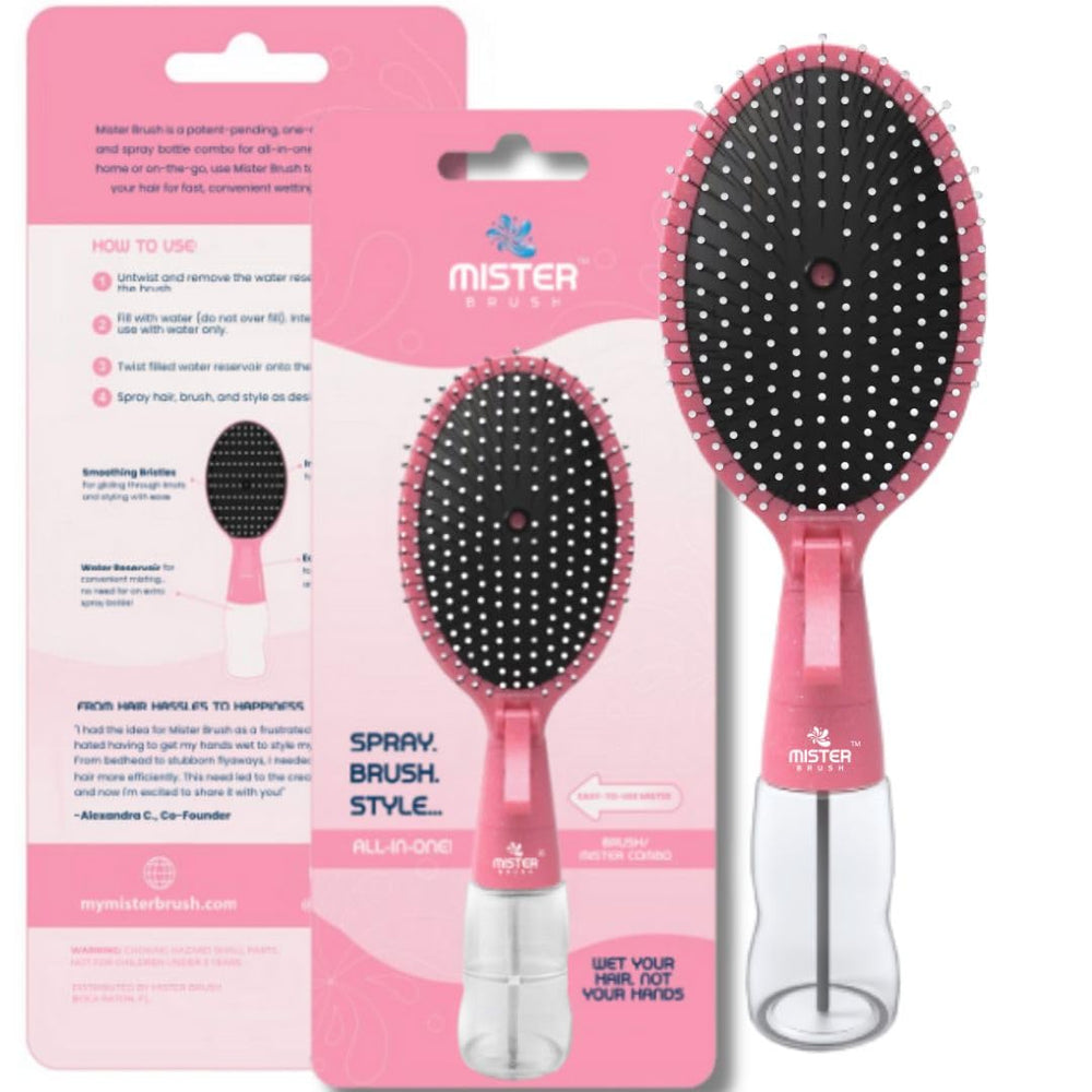 Mister Brush 2in1-hairbrush-mister for quick styling on wet or dry hair.