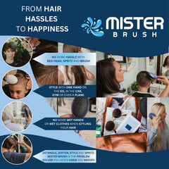 Mister Brush-no-tangle-bristles glide through knots with gentle, snag-free brushing.