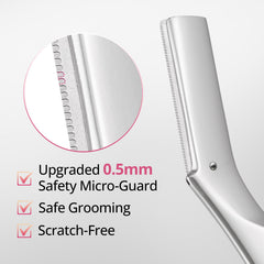 Mistfree Dermaplane Razor in use on the face for peach fuzz removal and smoother skin.
