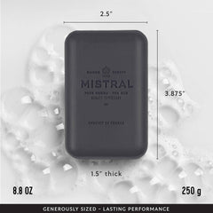 Mistral Black Amber bar soap grapeseed oil hydrates and nourishes skin