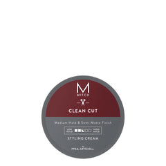 Mitch Clean Cut styling cream jar ready for pliable hold and shaping.