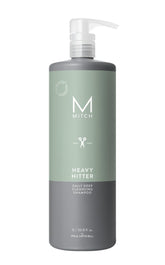 MITCH Heavy Hitter shampoo pour showing a powerful cleanse and easy application