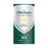 Desodorante Mitchum clínico sólido suave sin aroma, protección de 48 horas para el día a día.