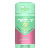 Desodorante Mitchum para mujer en stick polvo fresco, protección duradera para todo el día.