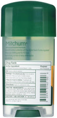 Gel claro de Mitchum con aplicador, uso diario sin manchas ni olores.