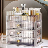 MIUOPUR makeup organizer with top tray compartments keeps cosmetics neatly organized on the vanity