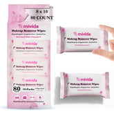 Mivida hypoallergenic makeup remover wipes travel pack sealed for portability.