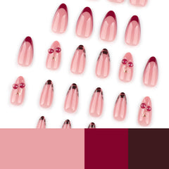 Mivota almond nails feature a glossy nude base for natural elegance