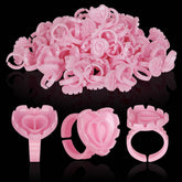 MixPeak heart shaped glue rings for precise lash work in pink.
