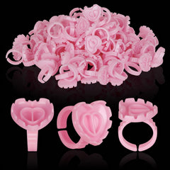 MixPeak heart shaped glue rings for precise lash work in pink.