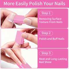 MixPeak salon-grade pink buffers glide smoothly for flawless natural or enhanced nails.