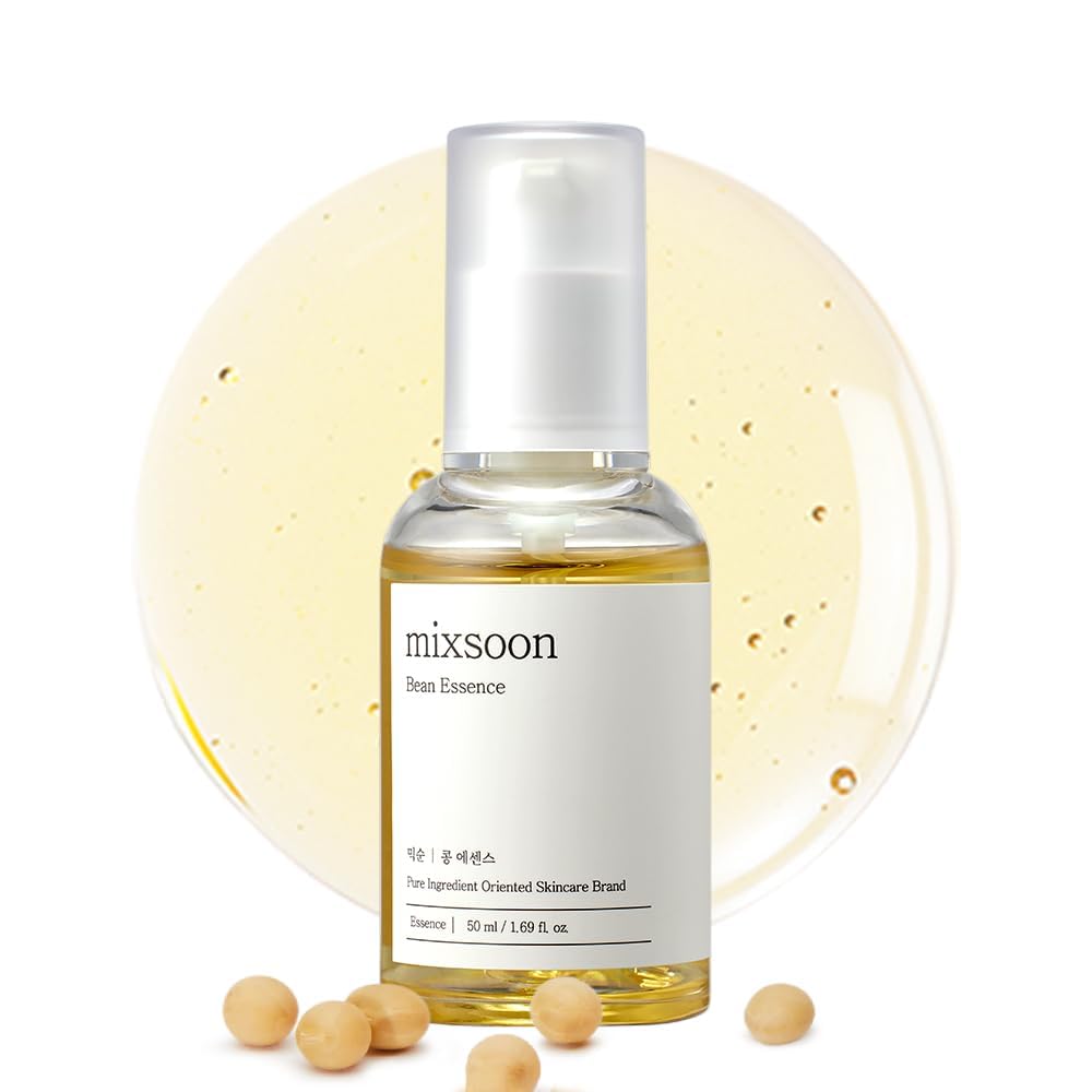 mixsoon Bean Essence bottle close-up highlights premium packaging.