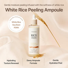 Mixsoon White Rice Peeling Ampoule packaging front highlighting clean, minimalist Korean skincare benefits.