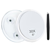 MIYADIVA 30X magnifying mirror with suction cups for precise makeup checks.