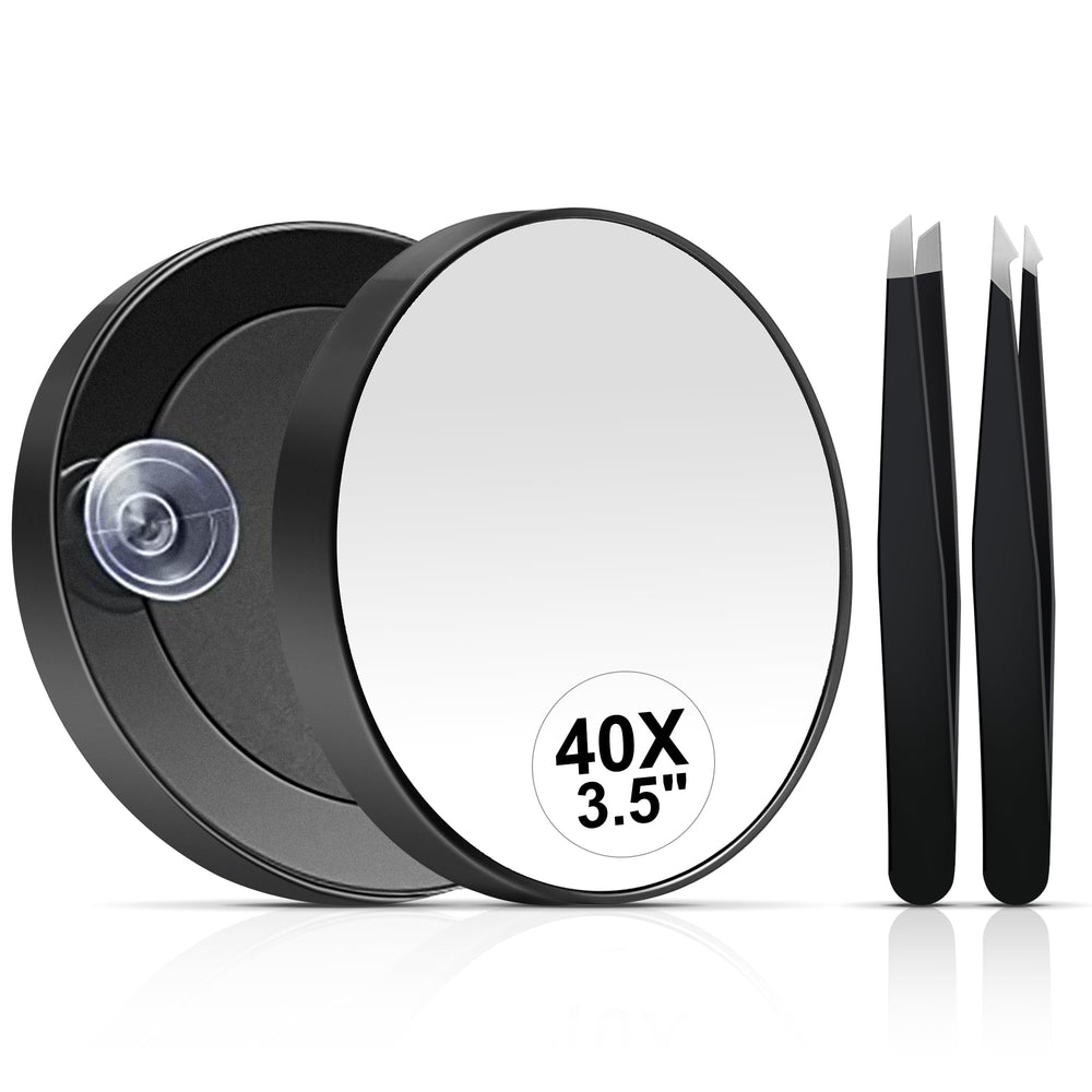 MIYADIVA 40x magnifying mirror for precise makeup inspection and blemish checks.