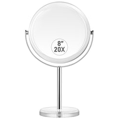 MIYADIVA double-sided magnifying mirror with 1x and 20x magnifications for versatile makeup checks.