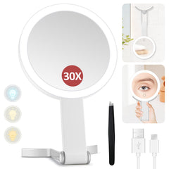 MIYADIVA lighted makeup mirror with 30x magnification front view for detailed work