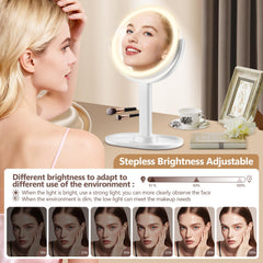 MIYADIVA lighted vanity with 80 LEDs and color modes for accurate color matching.