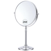 MIYADIVA magnifying mirror 20x on stand enables precise makeup and detail work.