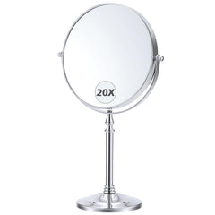 MIYADIVA magnifying mirror 20x on stand enables precise makeup and detail work.