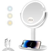 MIYADIVA makeup mirror with 20x magnification and lights for precise detail work.