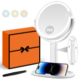 MIYADIVA makeup mirror with 30x magnification and lights for precise detail work.