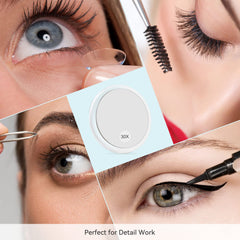 Portable MIYADIVA magnifying mirror designed for travel and on-the-go grooming.