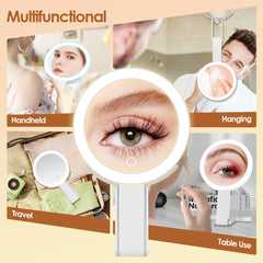 MIYADIVA rechargeable handheld mirror with 1500mAh battery for wireless use.