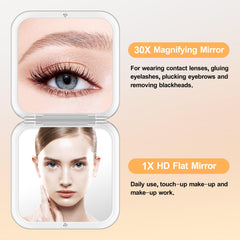 MIYADIVA pocket-sized travel mirror fits in a purse for touch-ups.