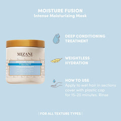 Mizani Moisture Fusion mask honey drop illustrates humectant moisture attraction