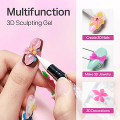 MIZHSE gel 3D, decoraciones florales y corazón con acabado preciso.