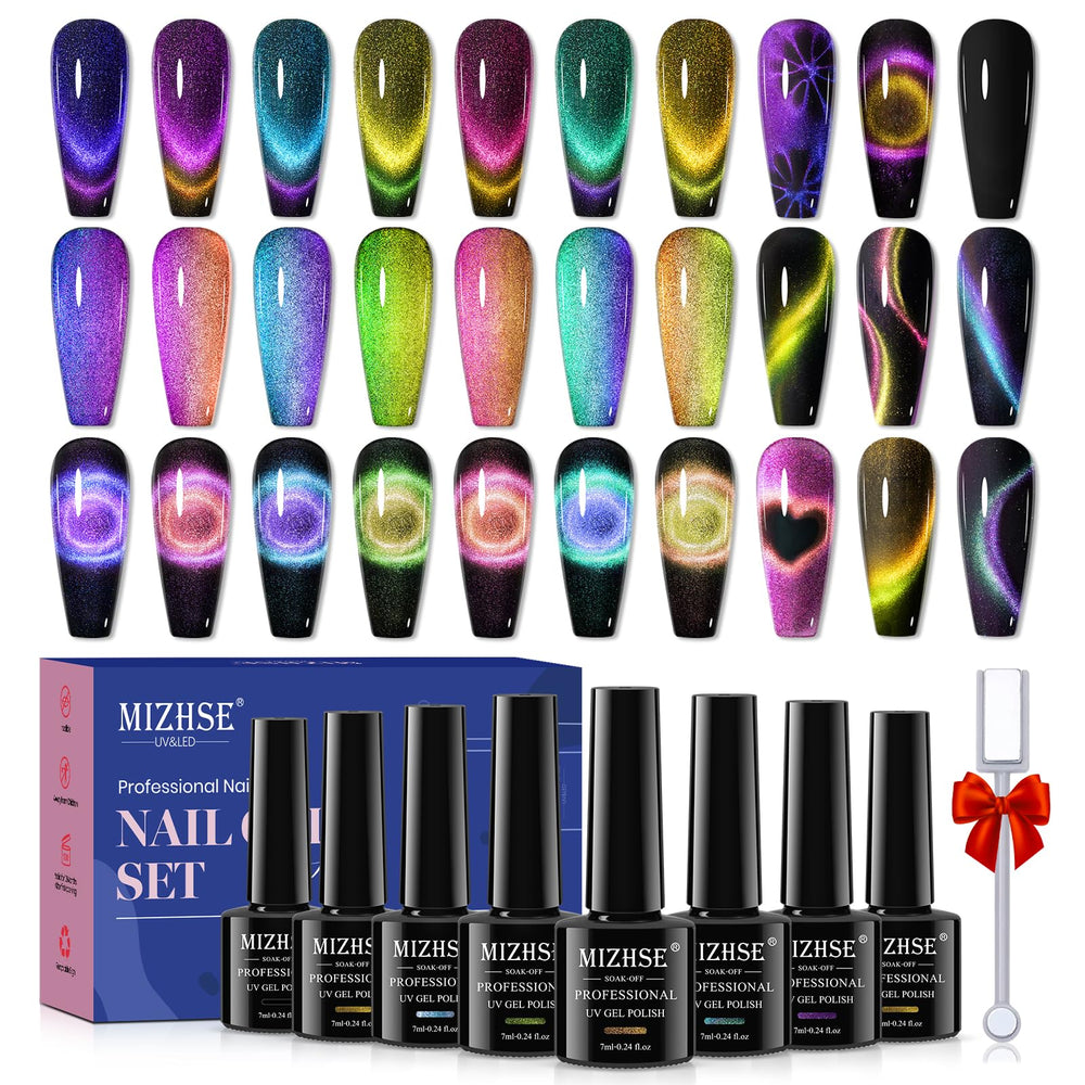 MIZHSE kit ojos de gato 9D para uñas con efecto intenso