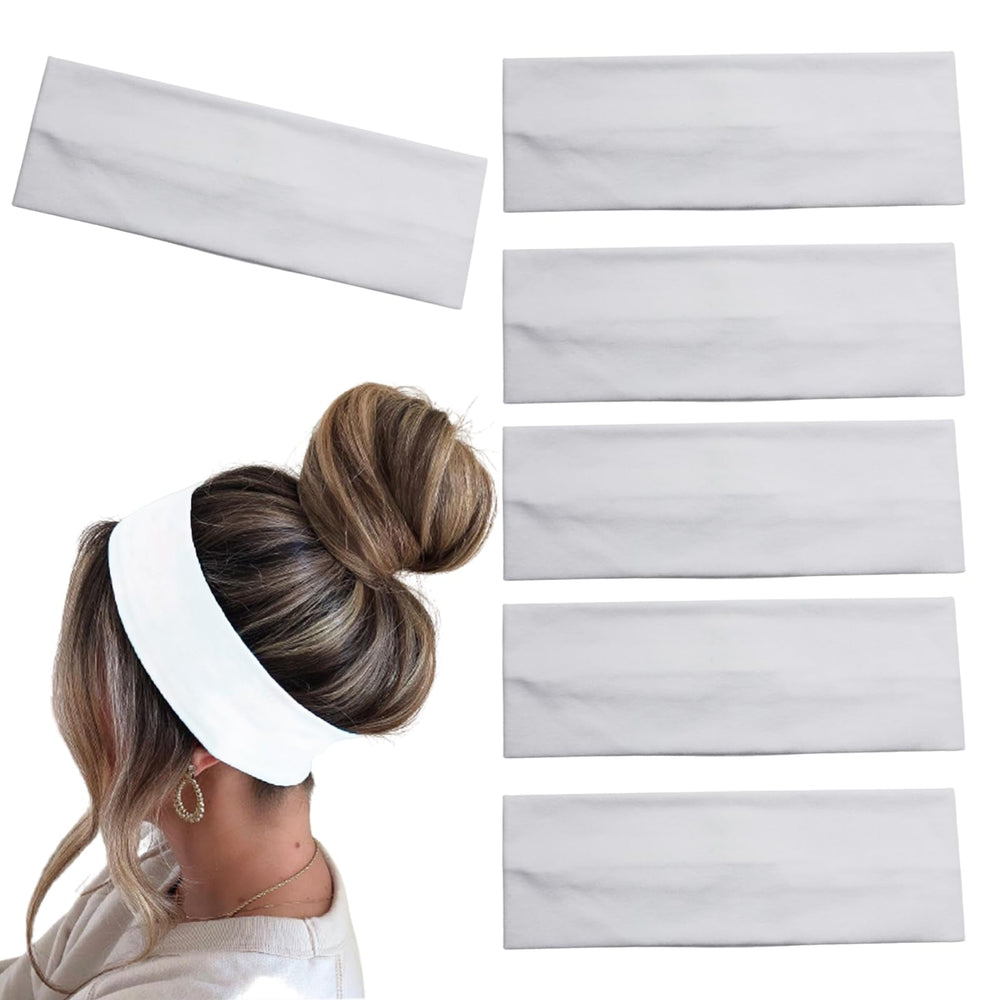 MLMOMVME bandas para cabello blancas de algodón, juego de 6, suaves y absorbentes para sudor