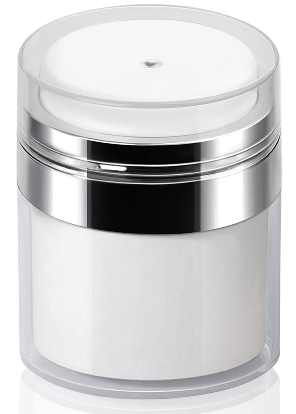 Mluchee airless pump jar shows 3.5 oz capacity with controlled dispensing, reducing waste.