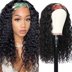 mmiqus headband wig water wave closeup showing silky Remy hair for natural daily wear.
