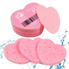 MMRH heart-shaped sponges pack of 50 for daily cleansing