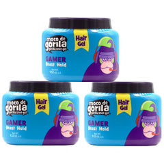 Moco de Gorila Gamer Gel jar front view showing strong hold for bold styles.