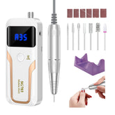 MOCOWIND portable nail drill battery view showing cordless convenience for on-the-go manicures