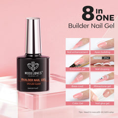 Apex-building strength adds durable structure for nail extensions with a natural look.