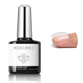 Modelones base goma claro, base flexible que protege uñas finas y mejora adherencia.