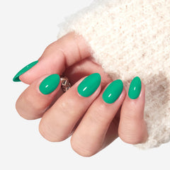 Modelones Bright Green press-on nails in packaging for quick setup and selection