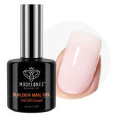 Modelones Builder Nail Gel bottle in barely pink for natural-looking nails and base color.